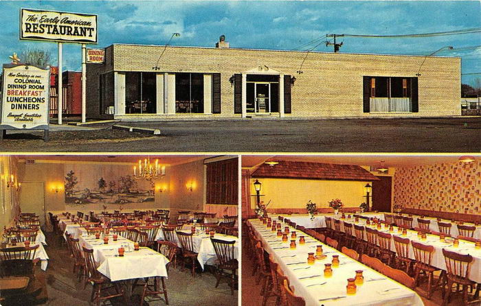 Early American Restaurant - Old Postcard Photo